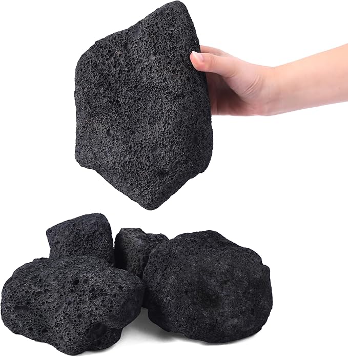 2-8 Inches Large Natural Black Lava Rock 5 PCS Aquarium Rocks for Aquascaping, Aquarium Landscaping, Terrariums, Fish Tank Decoration, Vivariums, Paludarium, Reptile and Amphibian Enclosures