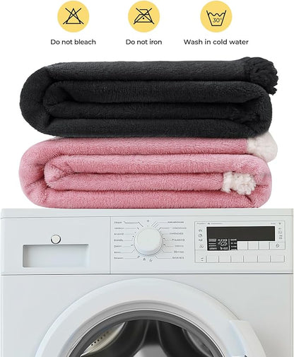 Luciphia Waterproof Bed Blanket Washable,Soft Sherpa Fleece Puppy Reversible Throw Blankets for Medium Large Dog Cat,Furniture Cover Protector Couch Bed from Liquid Pee and Pet Fur, Black,65" x 57"