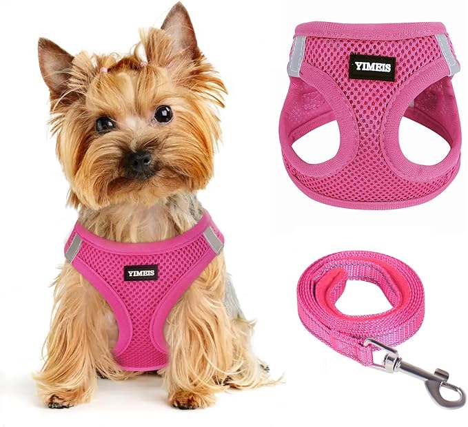 Dog Harness for Small Dogs, Small Dog Harness and Leash Set, Honeycomb Grid, Reflective Lightweight Harness & Anti-Twist Pet Lead,Dog Harness(Multi Color, Size: XS-S-M) (M, Rose red)