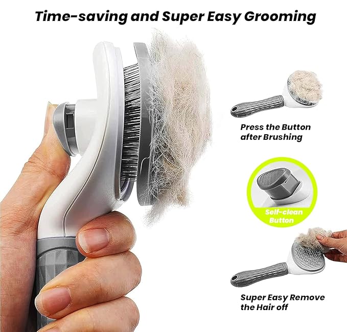 Cat Grooming Brush with Release Button Gently Removes Loose Undercoat, Tangles and Mats for Cats and Dogs Ideal for Long and Short Hair Suitable for Small to Large Pets