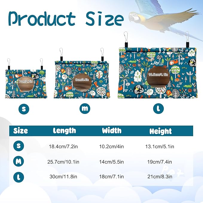 Rypet Winter Warm Bird Nest House - Hanging Hammock Velvet Shed Hut Cage Plush Fluffy Birds Hideaway Sleeping Bed Fuzzy for African Grey Cockatoo and Other Amazon Parrot Largeï¼_lueï¼