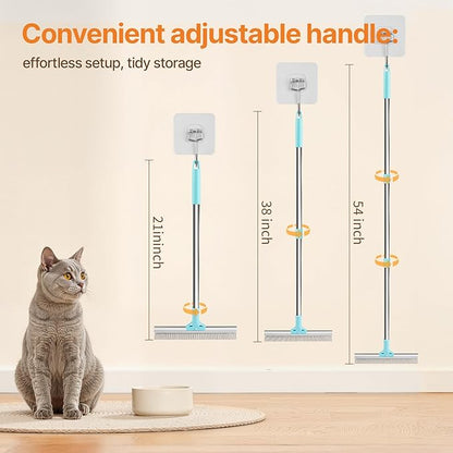 2 in 1 Carpet Rake for Pet Hair Removal, Reusable Pet Hair Remover, 54 Adjustable Long Handle Cat Dog Carpet Rake Scraper, Dog Hair Rake Brush for Rugs, Mats, Couch, Furniture