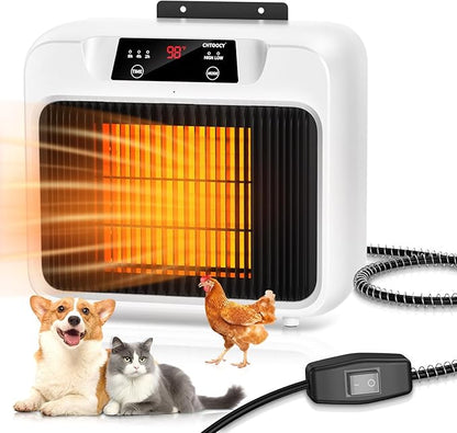 600W Dog House Heater With Time Setting (2 4 8 H), 300/600W 2 Mode Electric Pet Heater for Indoor/Outdoor Use, Livestock Kennel, Cat Cage, Coop in Winter