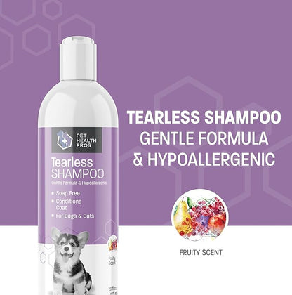 Tearless Dog Shampoo & Puppy Conditioner - Gentle Puppy Shampoo and Conditioner for Puppies and Kittens - Tearless Dog Shampoo and Conditioner for Puppies - Fruity Scent - 16 oz