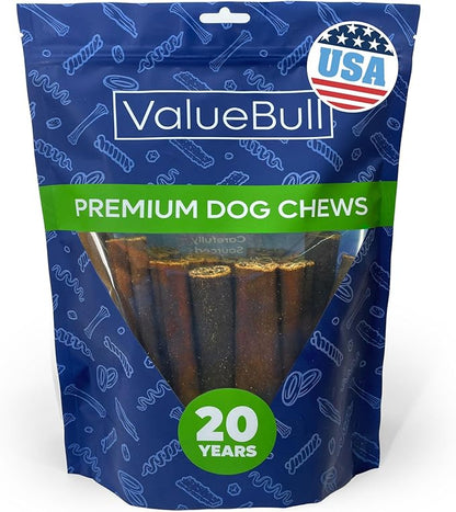 ValueBull USA Collagen Sticks for Dogs, 6 Inch Jumbo Chews, Natural Long-Lasting Dog Treats, 25 Count - Promotes Joint, Skin & Coat Health with Glucosamine and Chondroitin
