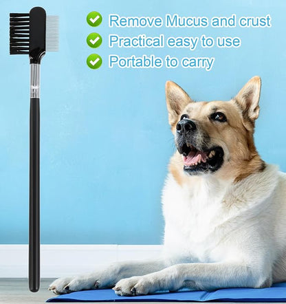 4 Pack Dog Eye Comb Double-Sided Metal Grooming Tool for Debris Removal, and Gentle Eye Care for Puppies and Kittens