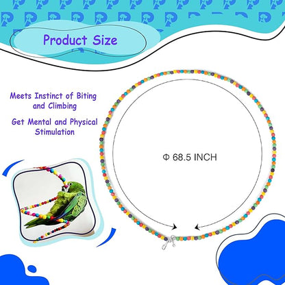 2 PCS 67" Bird Rope - Flexible and Durable Swing Toy for Birds - Spiral Perch for Parakeets, Cockatiels and Parrots - Colorful Adjustable Bird Cage Accessory - Ideal for Exercise and Play