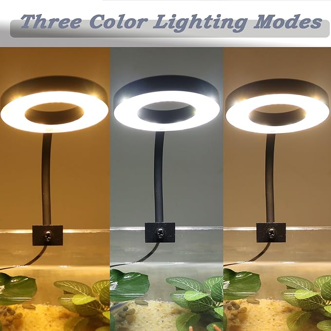 Upgraded Aquarium Light Clip On Fish Tank LED Light Small USB Light Dimmer Multi-Color White+Warm Yellow+Yellow 1 to 5 Gal (Adapter NOT Included, No Timer)