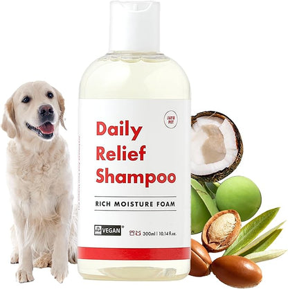 JAYU PET Daily Relief Shampoo - Vet Approved for Itchy Sensitive Skin, Natural Ingredients for Allergies. Moisturizing, Deodorizes Smelly Dogs, Best Odor Eliminating Dog Shampoo (10.1oz)