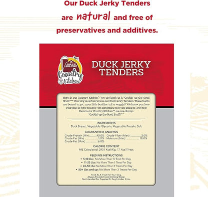 Duck Jerky Tender Dog Treats, High Protein, Low Fat, No Artificial Colors, 3 oz