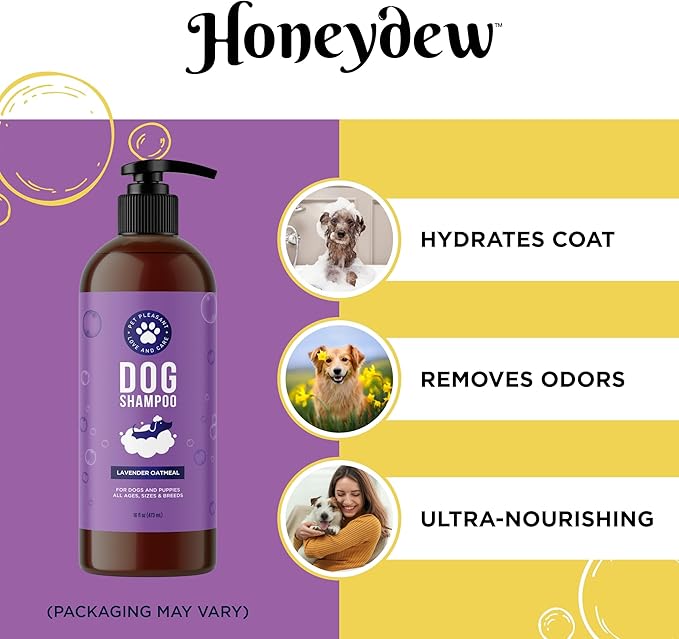 Cleansing Dog Shampoo for Smelly Dogs - Refreshing Colloidal Oatmeal Dog Shampoo for Dry Skin and Cleansing Dog Bath Soap - Moisturizing Lavender and Oatmeal Shampoo for Dogs and Great Smelling Pups