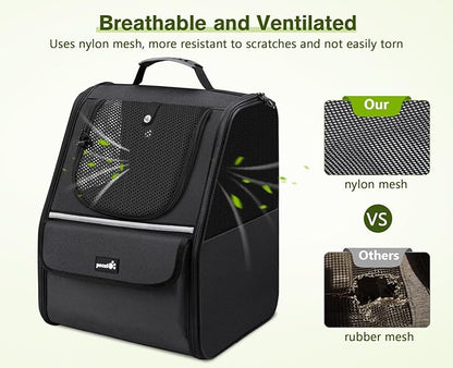 Pecute Cat Backpack Carrier, Small Dog Backpack Carrier, Pet Backpack Carrier for Cats Dogs Puppy Kitten, Cat Carrier Bag Carrying for Travel Hiking Bike Riding Walking Outdoor,Black