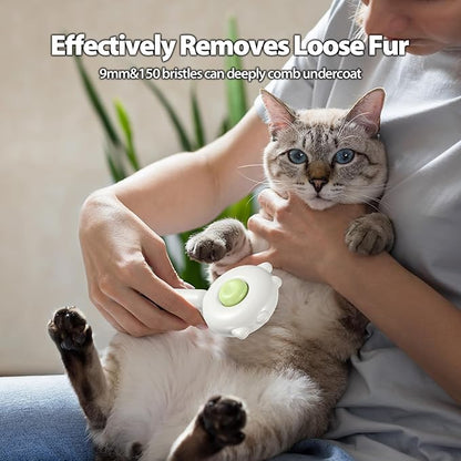 MoeSoce Self Cleaning Dog Brush for Short Haired Dogs, Cat Deshedding Brush with Release Button, Removes Loose Hair and Tangles, Green