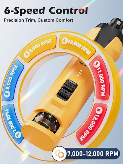 Casfuy 6-Speed Dog Nail Grinder  50%+ Boost Power Dog Nail Trimmers Quiet with Dust Cap & 2 LED Lights & 2000mAh Battery & 4.8V Motor Electric Pet Toenail File Tool for Large Medium Small Dogs Cats