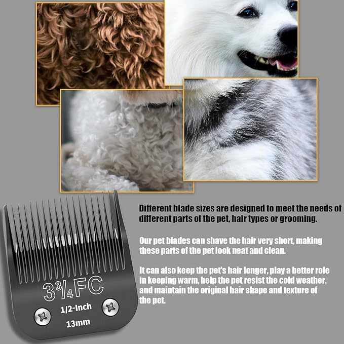 3 Pack 3-3/4FC Detachable Dog Grooming Steel Blades,Compatible with Andis,Oster A5,Wahl KM-10 Series,Cut Length 1/2" 13MM ï¼_lackï¼