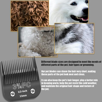 3 Pack 3-3/4FC Detachable Dog Grooming Steel Blades,Compatible with Andis,Oster A5,Wahl KM-10 Series,Cut Length 1/2" 13MM ï¼_lackï¼