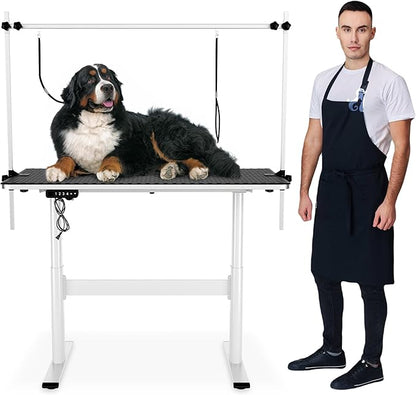 Electric Dog Grooming Table, 46" Heavy Duty Pet Grooming Table w/Table Top & Overhead Arm Height Stepless Adjustable