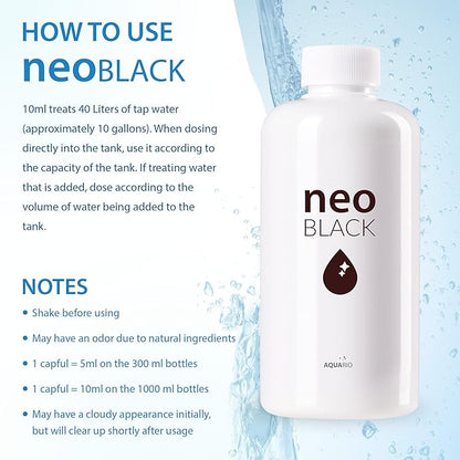 Neo Black - Blackwater Aquarium Conditioner for Freshwater Planted Aquariums - Promotes Spawning & Plant Growth for Biotope Aquariums - Liquid Humic & Fulvic Acid Fish Tank Conditioner- 1000ml