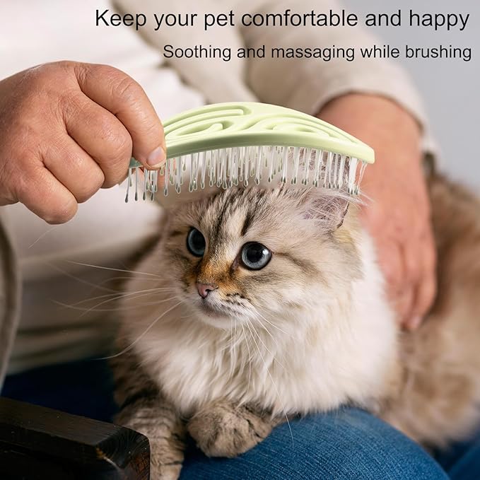 Eco-Friendly Detangling Pin Brush for Dogs and Cats | Ergonomic Handle Pet Brush for Wet or Dry Hair, Gentle Grooming Tool for Pets, Yellow