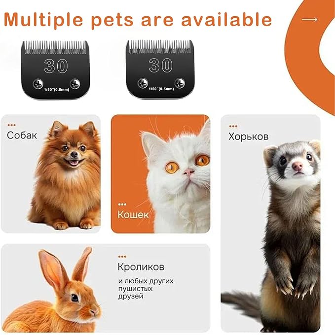 2PCS 30 Blades Dog Grooming Blades Compatible with Andis Dog Clippers Blades,Dog Clipper Blades Compatible with Oster A5,Wahl km10 Dog Clippers,Stainless-Steel Blade Sharp