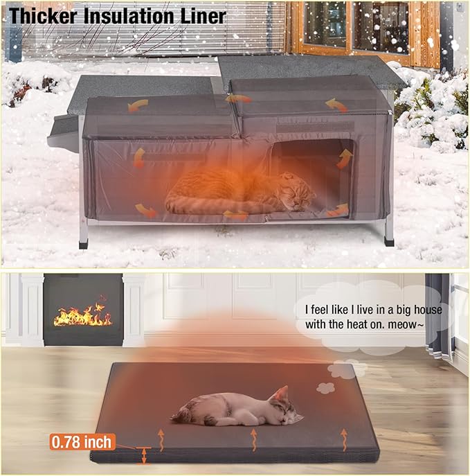 Aivituvin Insulated Outdoor Cat House Waterproof Outside Feral Cat Shelter for Winter 100% Insulated