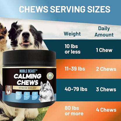 Noble Beast Dog Hemp Calming Chews for Dogs - Melatonin for Dogs - Dog Calming Treats - Motion Sickness for Dogs - All Natural - Soft Chews with Hemp and Melatonin - Chicken Flavor -120 Count