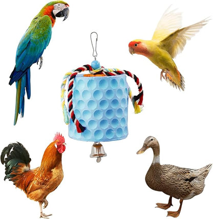 Bird Beak Grinding Stone, KABASI Parrot Chew Toys Calcium Stone with Bells, Chicken Coop Accessories, Cage Toys for Cockatiel Parakeet Budgies Hamster Chinchilla Rabbit African Grey Chick Poultry