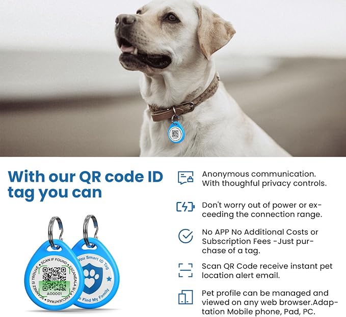 3 Pack Dog Tags Personalized, QR Code Pet ID Tags for Dog Collar, Online Profile, Scan Location Alerts, Blue,Orange,Green