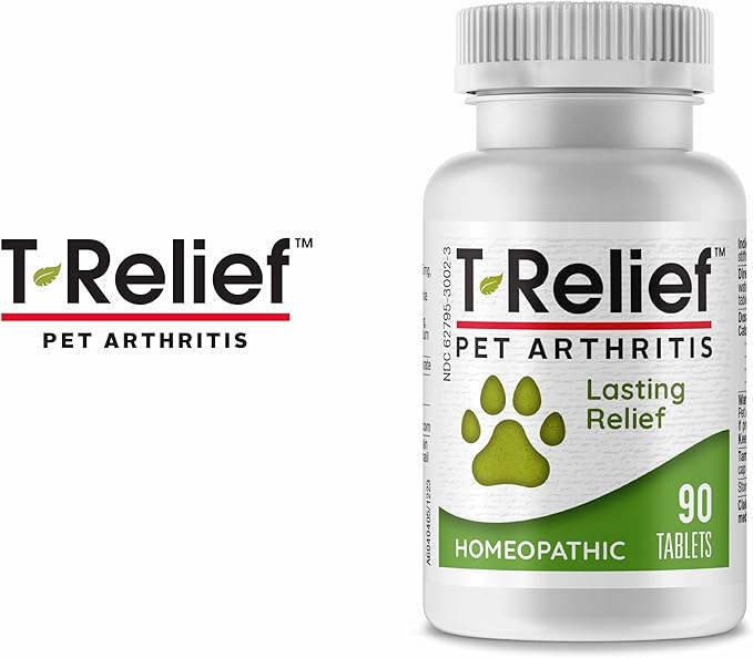 MediNatura T-Relief Pet Arthritis Relief Arnica +12 Powerful Natural Homeopathic Medicines Help Ease Hip & Joint Pain Soreness & Stiffness for Dog & Cat - 90 Tablets