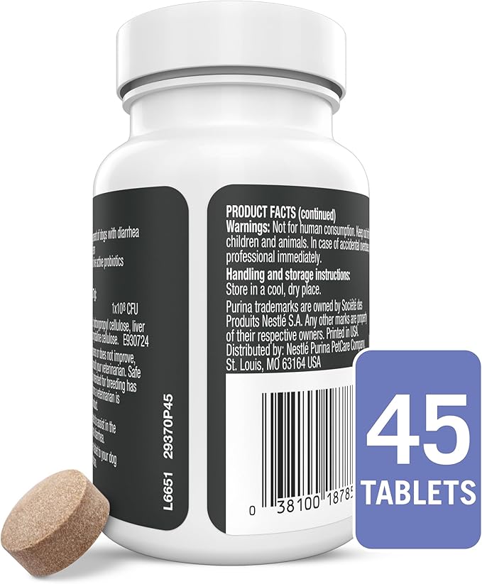 Purina Pro Plan Veterinary Supplements FortiFlora Chewable Dog Probiotic Supplement Tablets - 45 ct. Canister