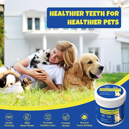 50Pcs Teeth Cleaning Wipes for Dogs & Cats, Dog Dental Care Wipes, Disposable Gentle Cleaning & Gum Care Pet Wipes