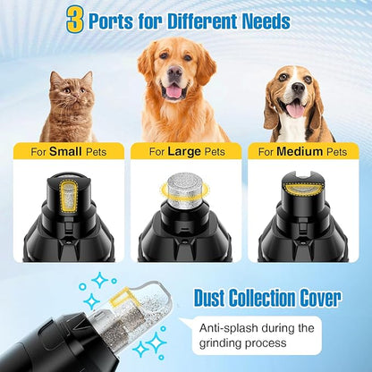 Dog Nail Grinder, 6-Speed Quiet Electric Dog Nail Trimmers, Dog Nail Clippers with File for Small Medium Large Dogs, Cats, Rechargeable Pet Paw Grooming Supplies Kit, 2 Grinding Wheels (Black)