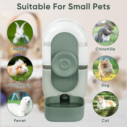 28oz Hanging Automatic Water Dispenserï¼_abbit Water Bottle,Bunny Guinea Pig Ferret Water Bowl for Cage,Suitable for Small Animal Puppies(Cage Grid Spacing Over 1.2'') (Green)