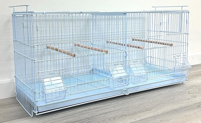 Large Lot-4 Stackable Breeder Bird Flight Parrot Cage Side Breeding Nest Box Door Removable Center Divider with Removable Rolling Stand