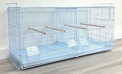 Large Lot-4 Stackable Breeder Bird Flight Parrot Cage Side Breeding Nest Box Door Removable Center Divider with Removable Rolling Stand