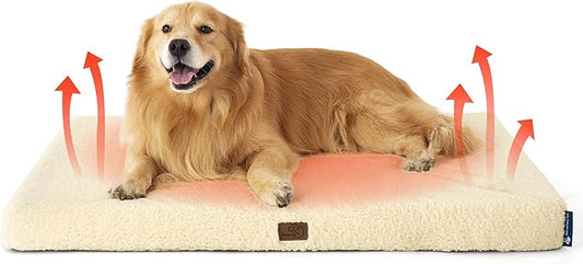 Bedsure XL Dog Bed for Large Dogs - Self Warming Orthopedic Dog Beds with Removable Washable Cover, Egg Foam Pet Bed Mat, Ashen Cream