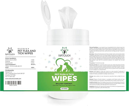 Flea and Tick Wipes for Dogs & Cats, Dog Flea and TIick Treatment Prevention Wipes, All Natural Grooming Wipes for Cleaning, Help with Ticks, Fleas, Eggs & Larvea, 160 Count
