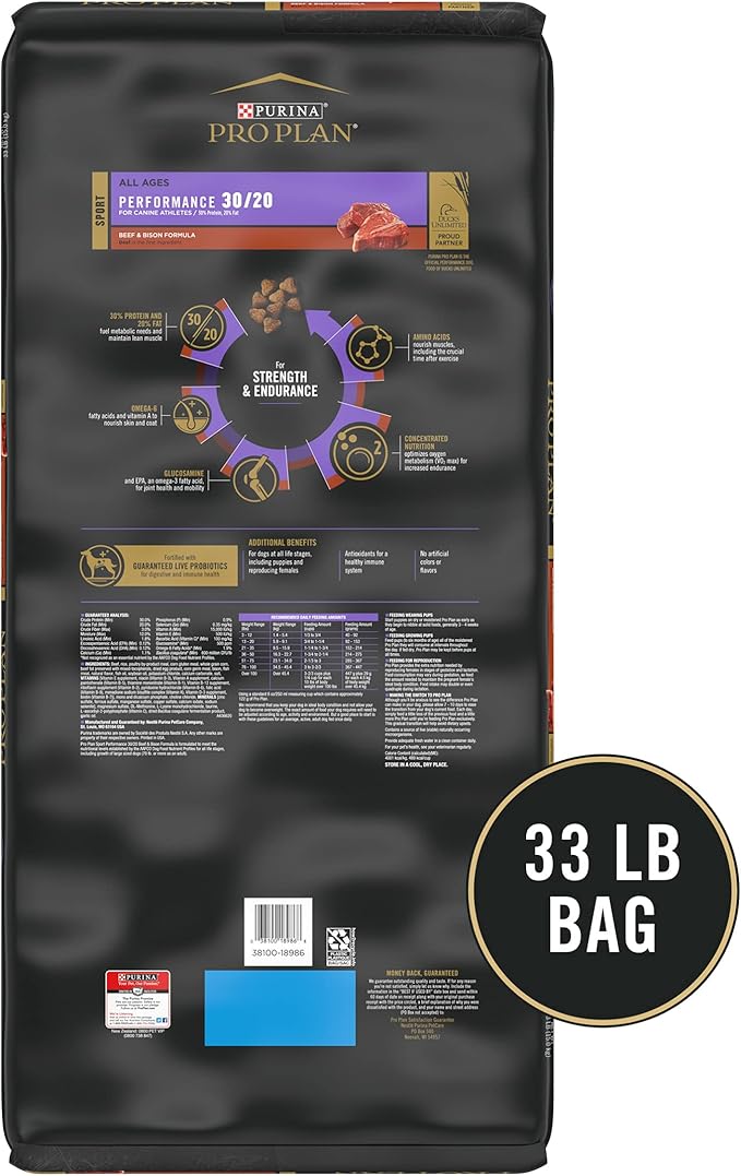 Purina Pro Plan Sport Performance 30/20 Beef & Bison Formula Dry Dog Food - 33 Lb. Bag