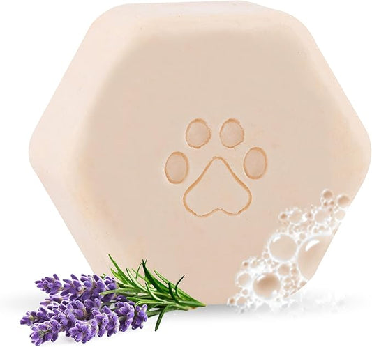 Natural Dog Shampoo Bar with Colloidal Oatmeal, Lavender, and Vanilla | Eco-Friendly, Long-Lasting Dog Bath | Sensitive Skin | Sulfate-Free, Nourishing Oils for Shiny Coat | Dog Essentials | Oliva 60