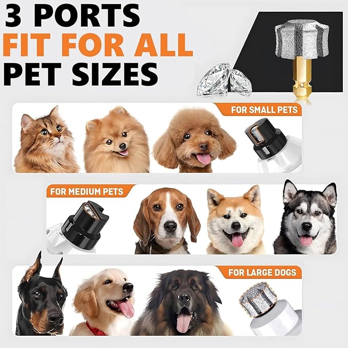 LENONG Diamond Dog Nail Grinder Head with 7-Grooves, Anti-Clogging & Fast Cooling Pet Nail Grinder Wheel Replacement with Steel Brush for Casfuy and Most Brands (1pcs 60#)