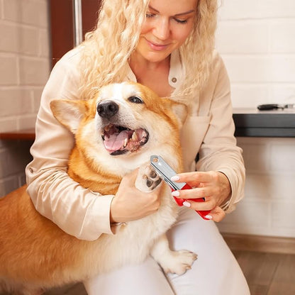 PETTOM Dog Cat Nail Clipper Professional Pet Claw Trimmer Stainless Steel Pet Toes Cutter Grooming Tool for Small Medium Dogs Cats (Guillotine Nail Clipper) Red