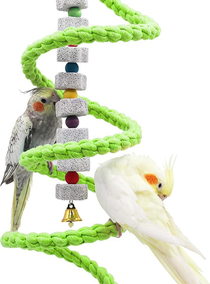 59 Inches Spiral Rope Perch, Swing, Cage Stand Pole Accessories, Climbing Toy for Parrot Parakeet Budgies Lovebirds Cockatiels (59"/1.5 M)