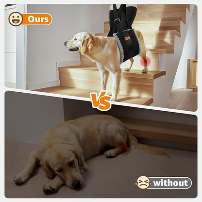 Adjustable Dog Lift Harness, Dog Sling for Large Dogs Hind Leg Support, Soft Lift Support Helps Senior, Injured, Disabled and After ACL Surgery Dogs-Black & Grey (X-Large)