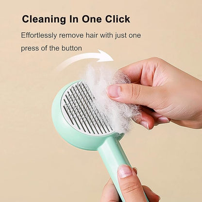 Cat Brush for Shedding,Pet Grooming Self Cleaning Slicker Brush,Removes Mats,Tangles and Loose Hair,Shedding Brush for Short or Long Haired Cats Dogs (Green)