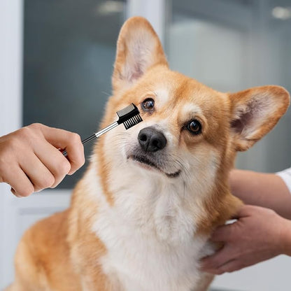 2 Pcs Double-Sided Grooming Comb - Tear Stain Remover and Eye Cleaning Brush for Dogs and Cats