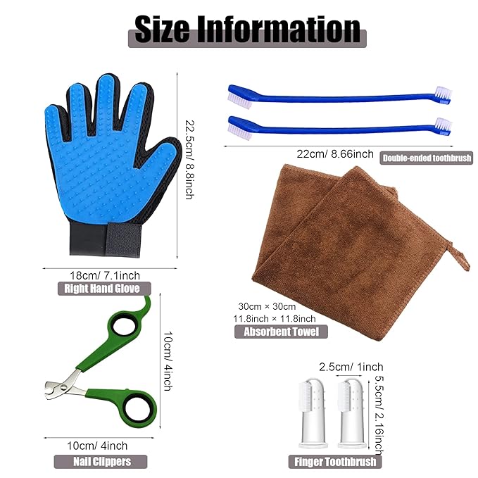 Allazone 13 PCS Small Animal Grooming Supplie, Nail Clipper and Trimmer, Pet Hair Remover Comb, Small Animal Massage Brush Double-Sided Comb and Toothbrush for Dog Bunny Rabbit Hamster