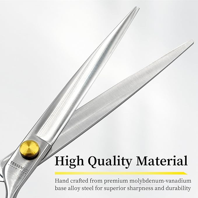 Dog Grooming Scissors, 7.5" Straight Shears, Premium Stainless Steel, Safety Rounded Tip & Offset Handles for Precision Trimming Dogs, Cats, Pet at Home