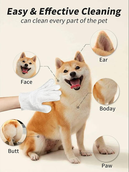 Pet Glove Wipe for Dogs & Cats, Hypoallergenic, Rinse Free, Cleansing and Deodorizing, Cat & Dog Wipes for Paws and Butt, 6 PCS/Pack (1Pack)