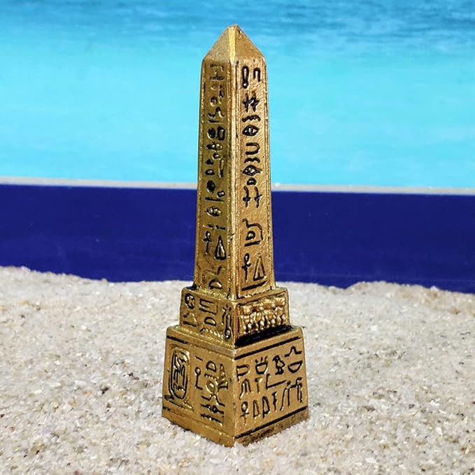 Obelisk of Ancient Egypt Aquarium Fish Tank Terrarium Decorations Terrarium Reptile Turtle Lizard Spider Tanks Egyptian Tablet Inscription Sculpture Figurine Statue Décor Ornament Gold