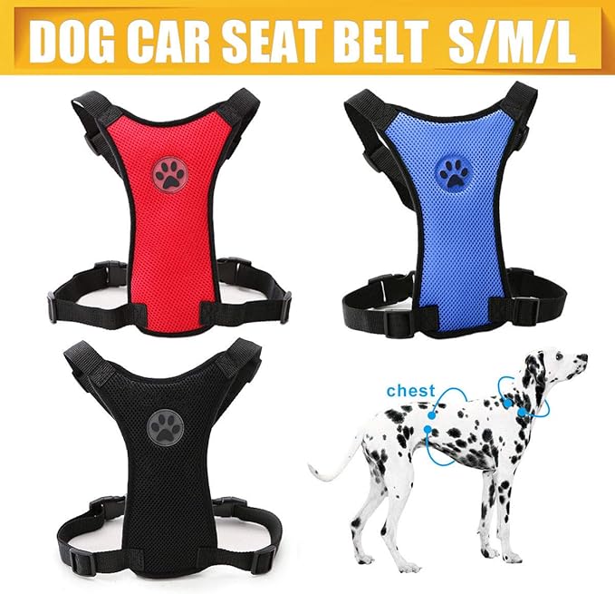 Dog Harness, Pet Vest Harness for Dogs in Car Adjustable Neck and Chest Strap Breathable Soft Fabric Multifunctional Vest with Quick Release for Travel Walking Daily Use
